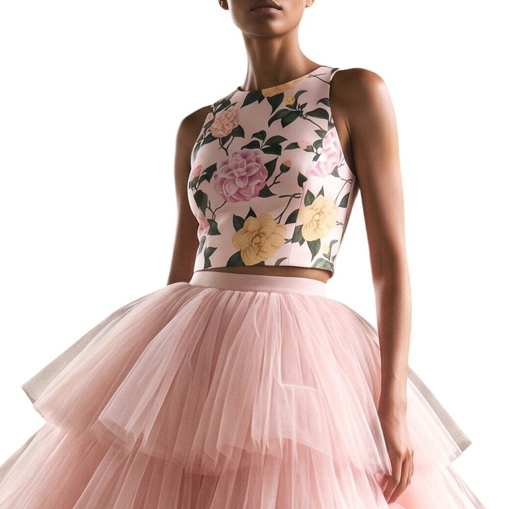 SACHIN & BABI Lexi Top Pink Lemonade Bouquet Floral Crop Sz 4 Coquette NWT $275
